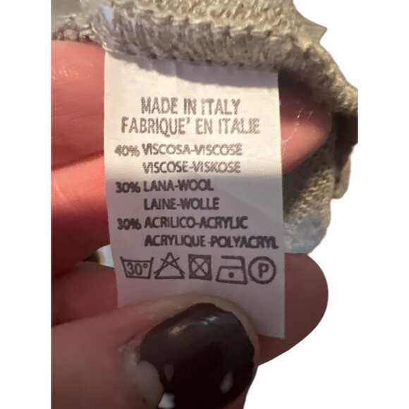 Italian Cozy Beige Cowl Neck Poncho Sweater Top wool blend - Picture 5 of 5